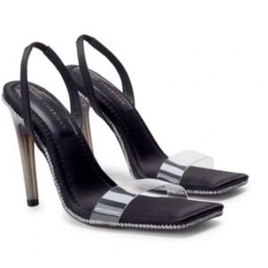 Good American Crystal Crush Lucite Sandal